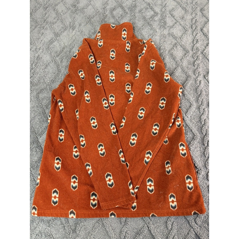 Wrangler Pullover Women's L Orange Aztec Southwestern Fleece Western Rodeo